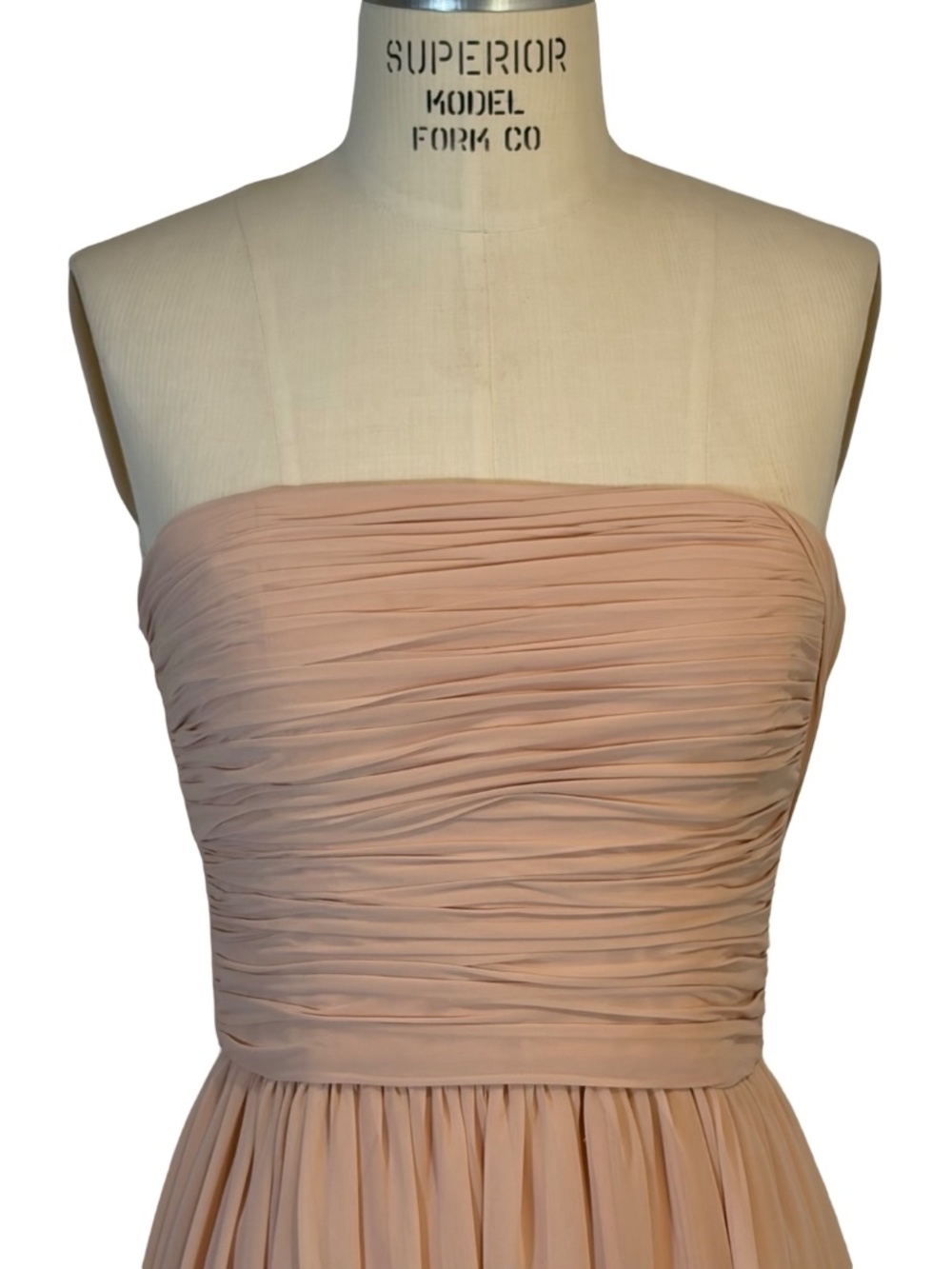 Vera Wang Blush Tone Strapless Gown Dress - Rouched Details Formal Prom Size 4 - Picture 2 of 9
